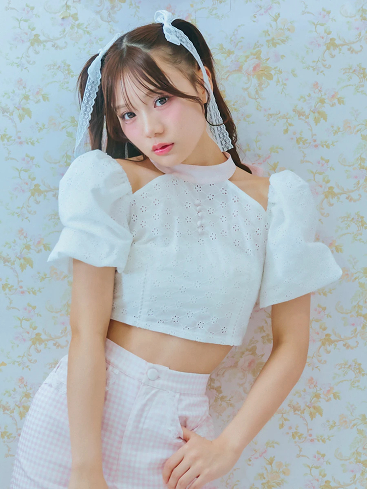 レースショートパフブラウス - Me roir(ミーロワール)のシャツ