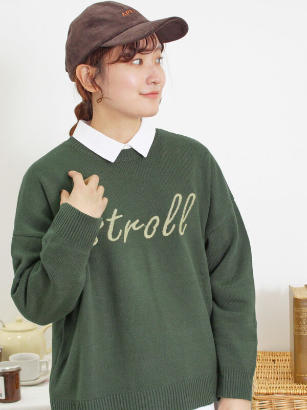 セール】 ロゴ刺繍ニット（マスタード/キナリ/トップス/ニット
