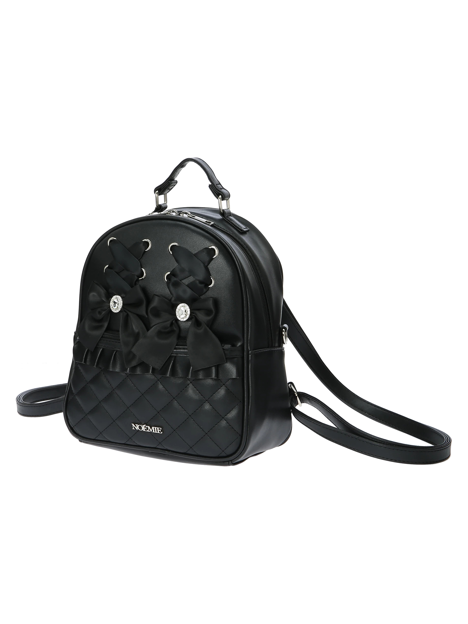 レースアップキルティングリュック（リュック｜黒・ピンク・アイボリー