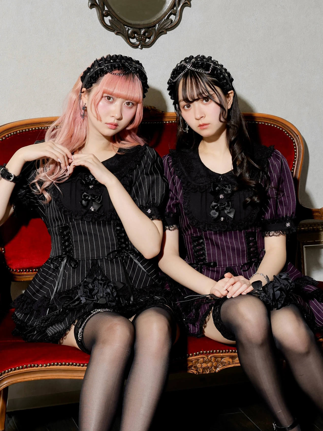 ゴシックローズリボンティアードセットアップ（セットアップ｜グレー