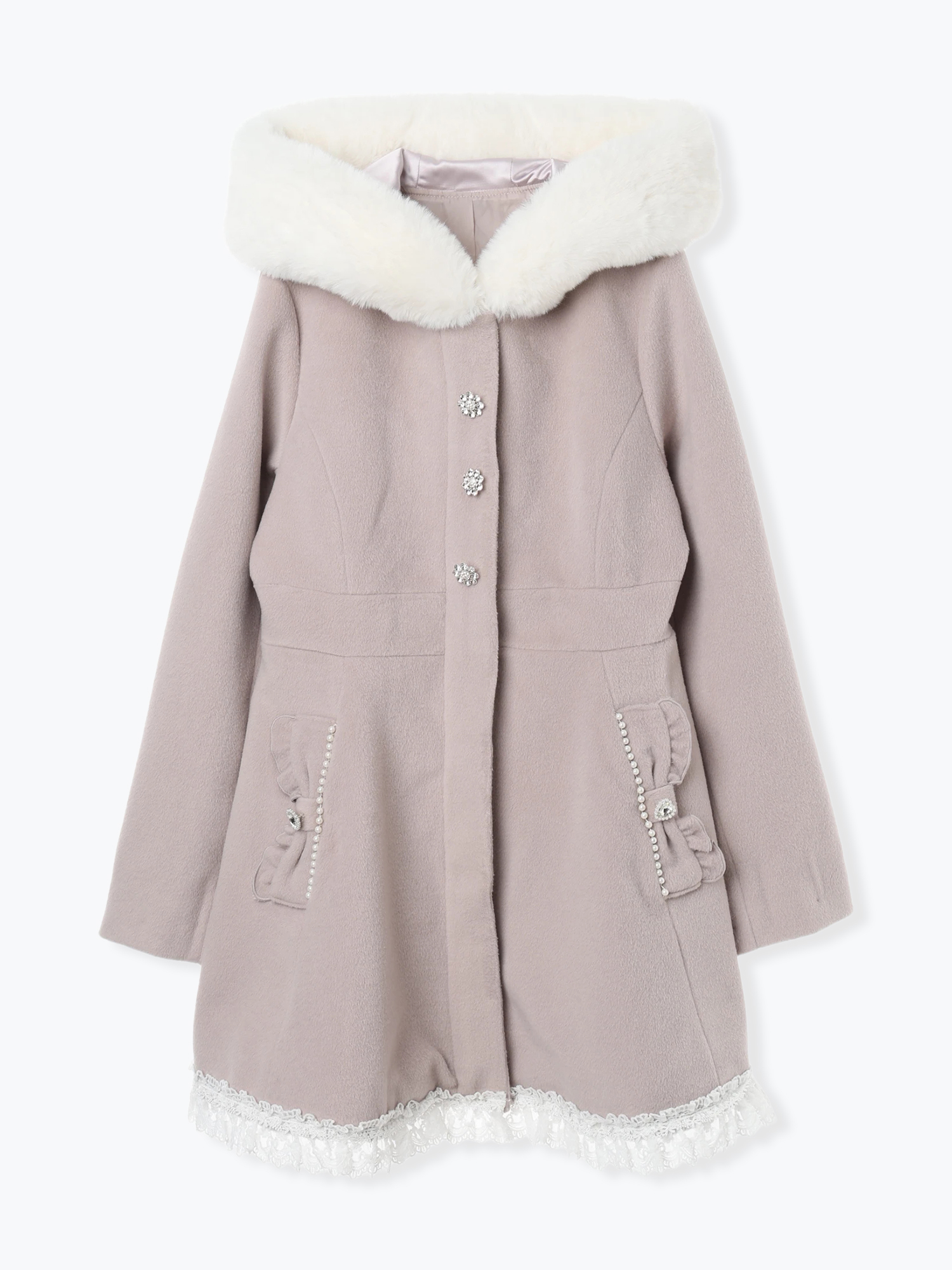 ケープフリルドーリーフレアコート（コート｜オフホワイト・ピンク・黒