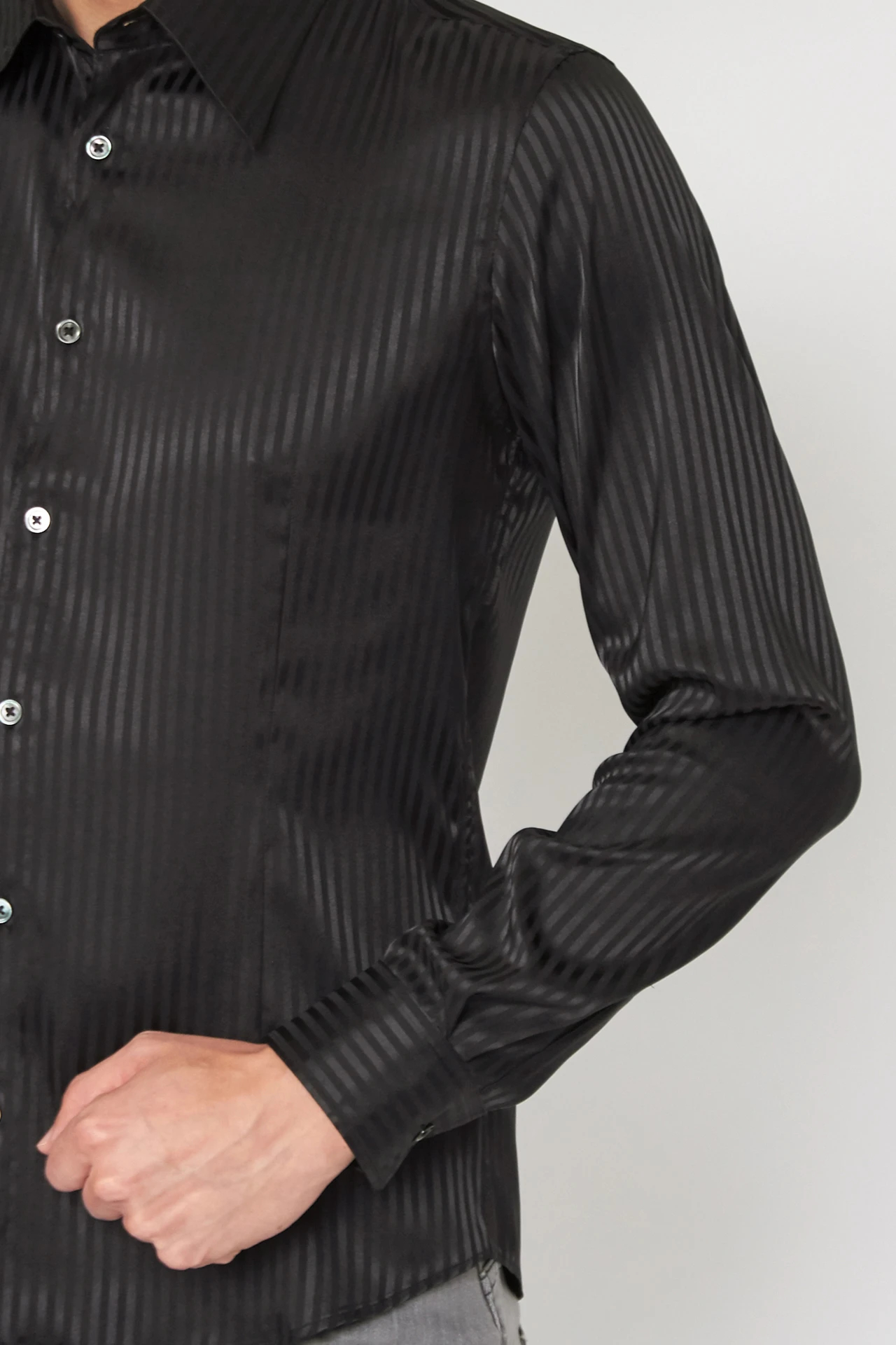 TORNADO MART∴ストライプサテンジャカードシャツ / TORNADO MART