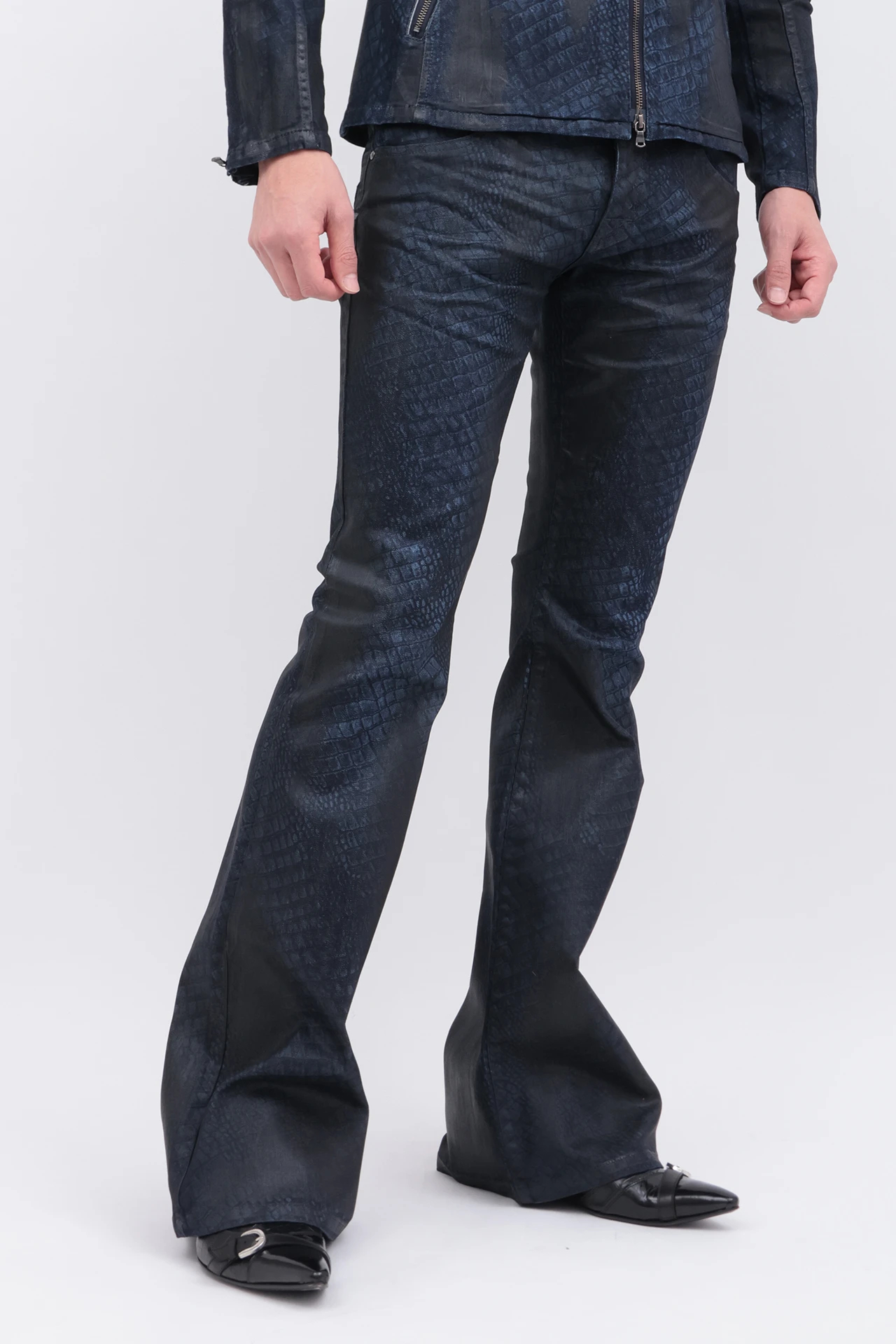 TORNADO MART∴クロコダイルコーティングベルボトム