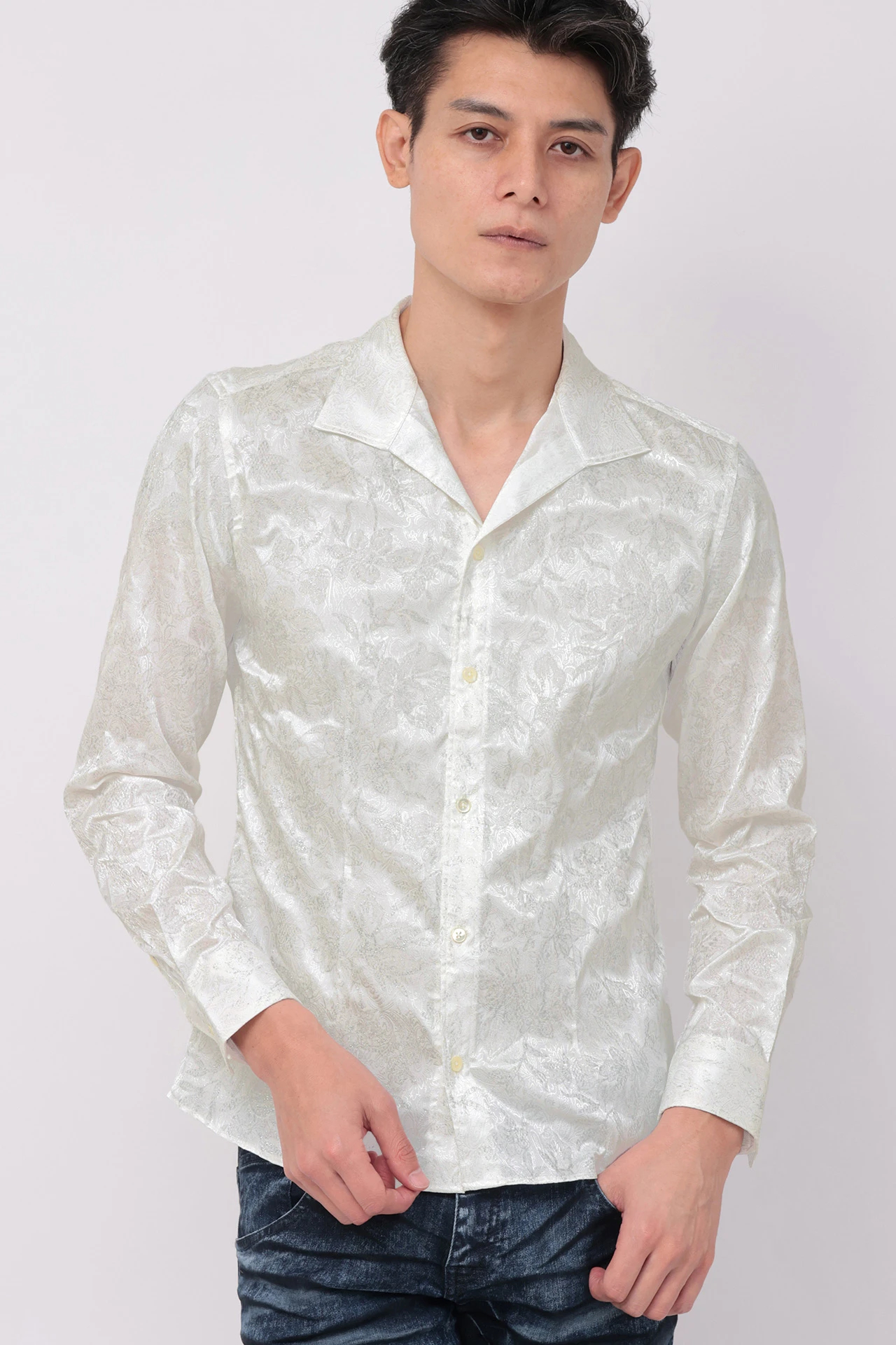 TORNADO MART∴ラメステッチ調フラワープリントシャツ / TORNADO MART