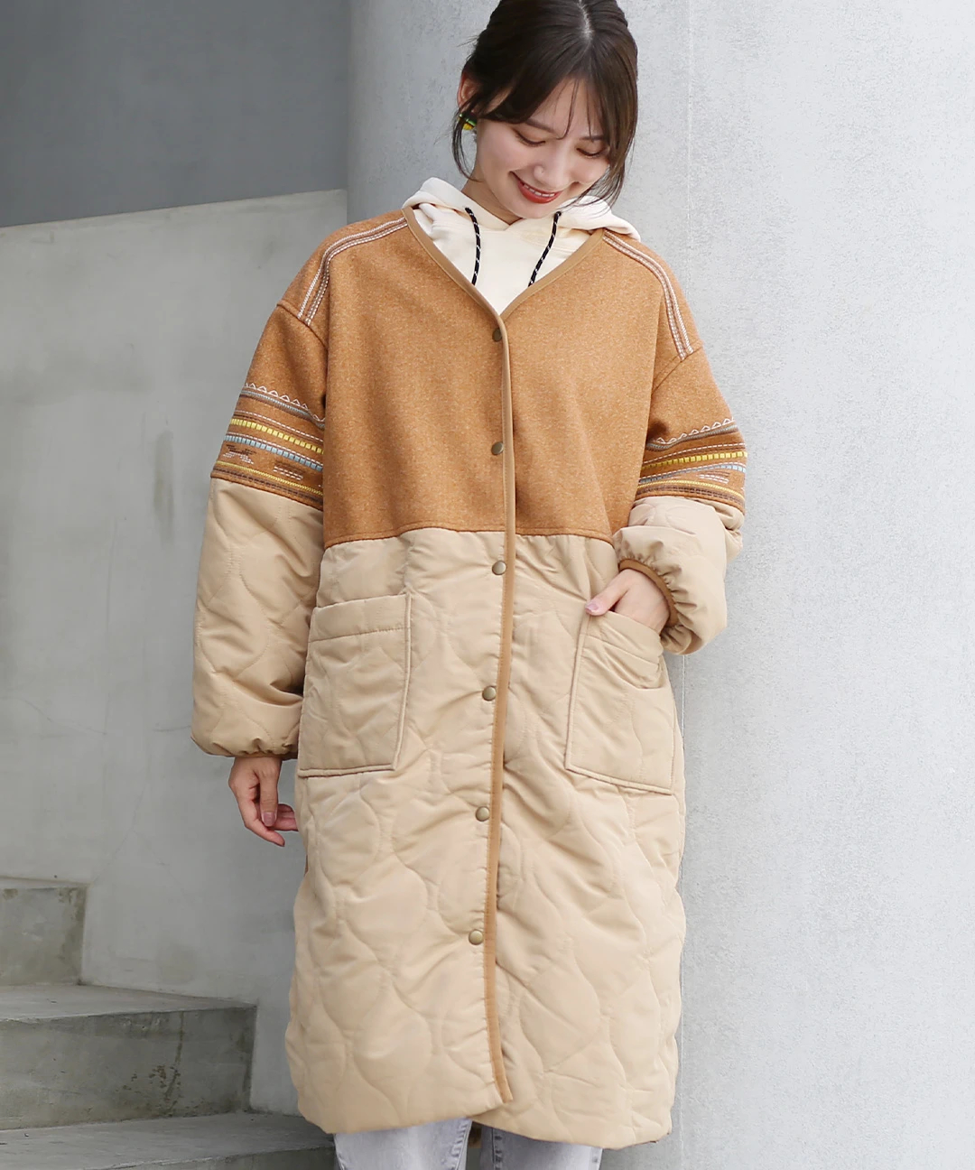 キルトコンビチマヨ刺繍コート【2月24日(火)15時までの限定価格