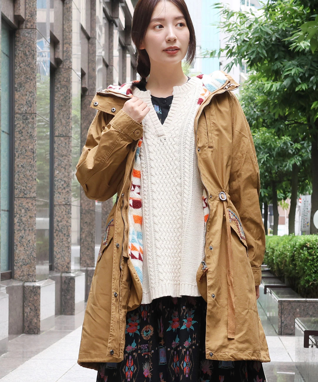 elephant TRIBAL fabricsインサイドアウト モッズコート elephant