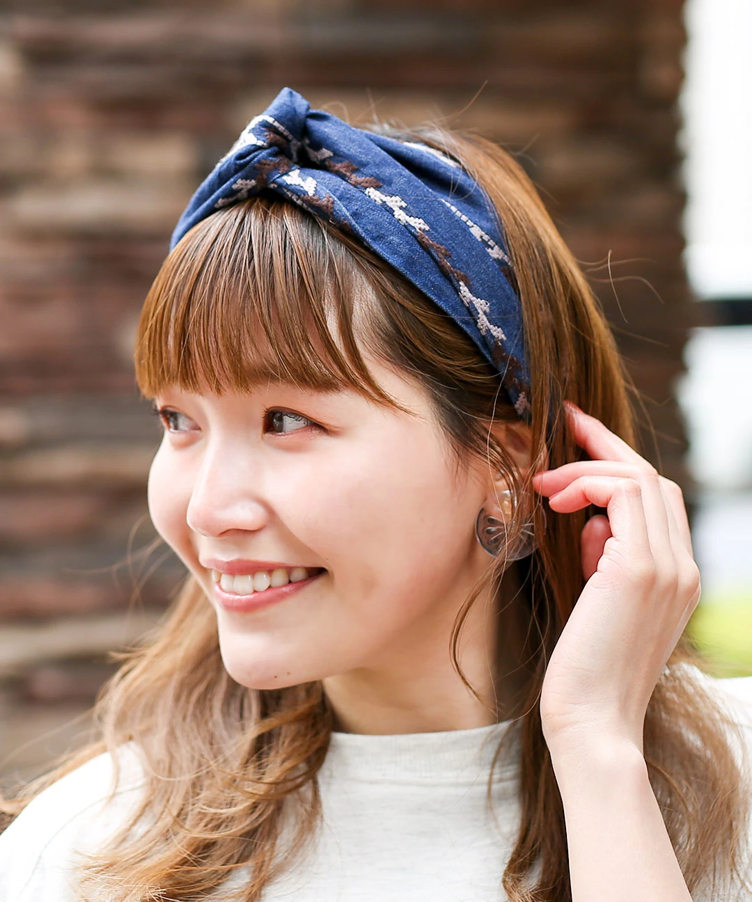 ライン刺繍デニムヘアバンド / ヘアバンド | エスニックファッション