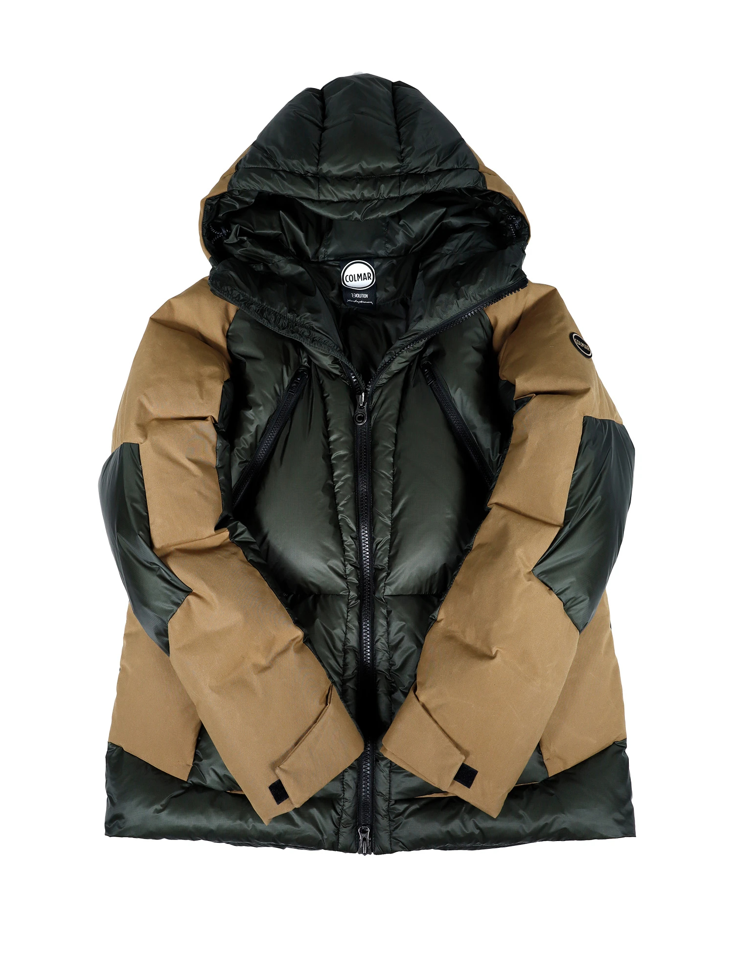 MEN'S】バイザーフードデザインカラーブロックダウンジャケット