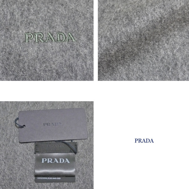 プラダ メンズ カシミア混 フリンジマフラー グレー PRADA