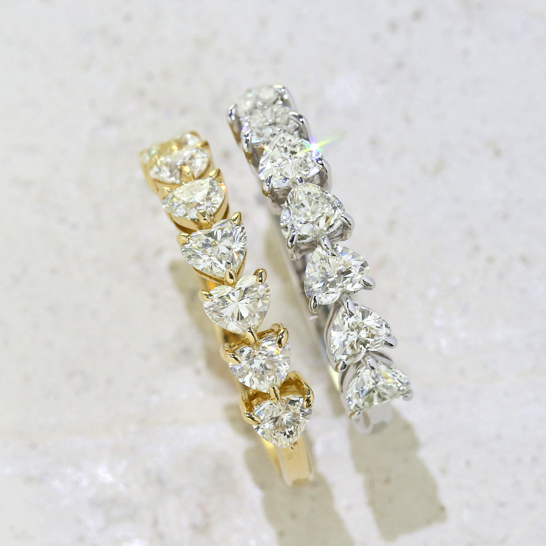 ハートシェイプハーフエタニティ ダイヤモンドリング WG – JaMais Jewelry