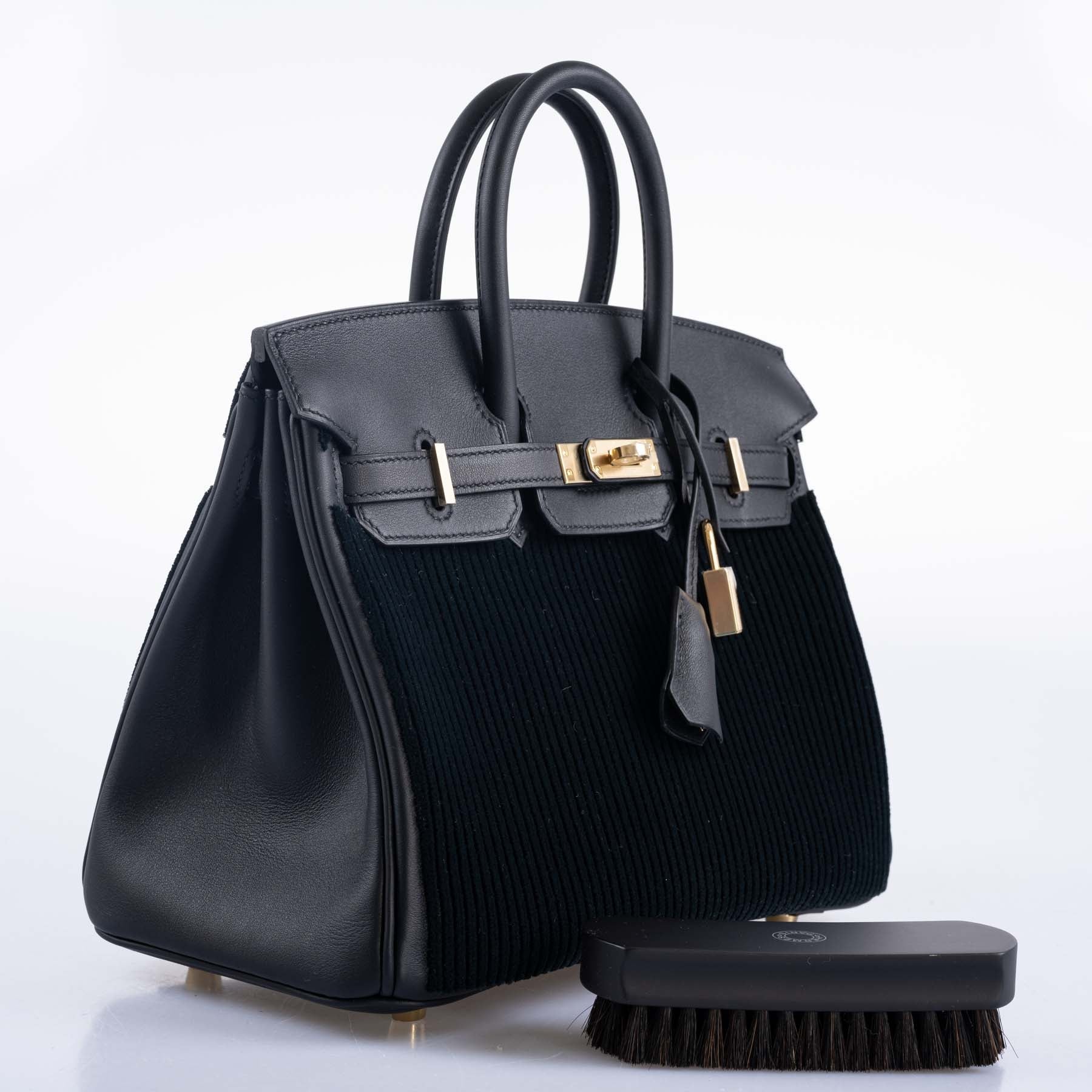 Hermès Birkin 25 Black côte à côte tuffetage and Swift Permabrass