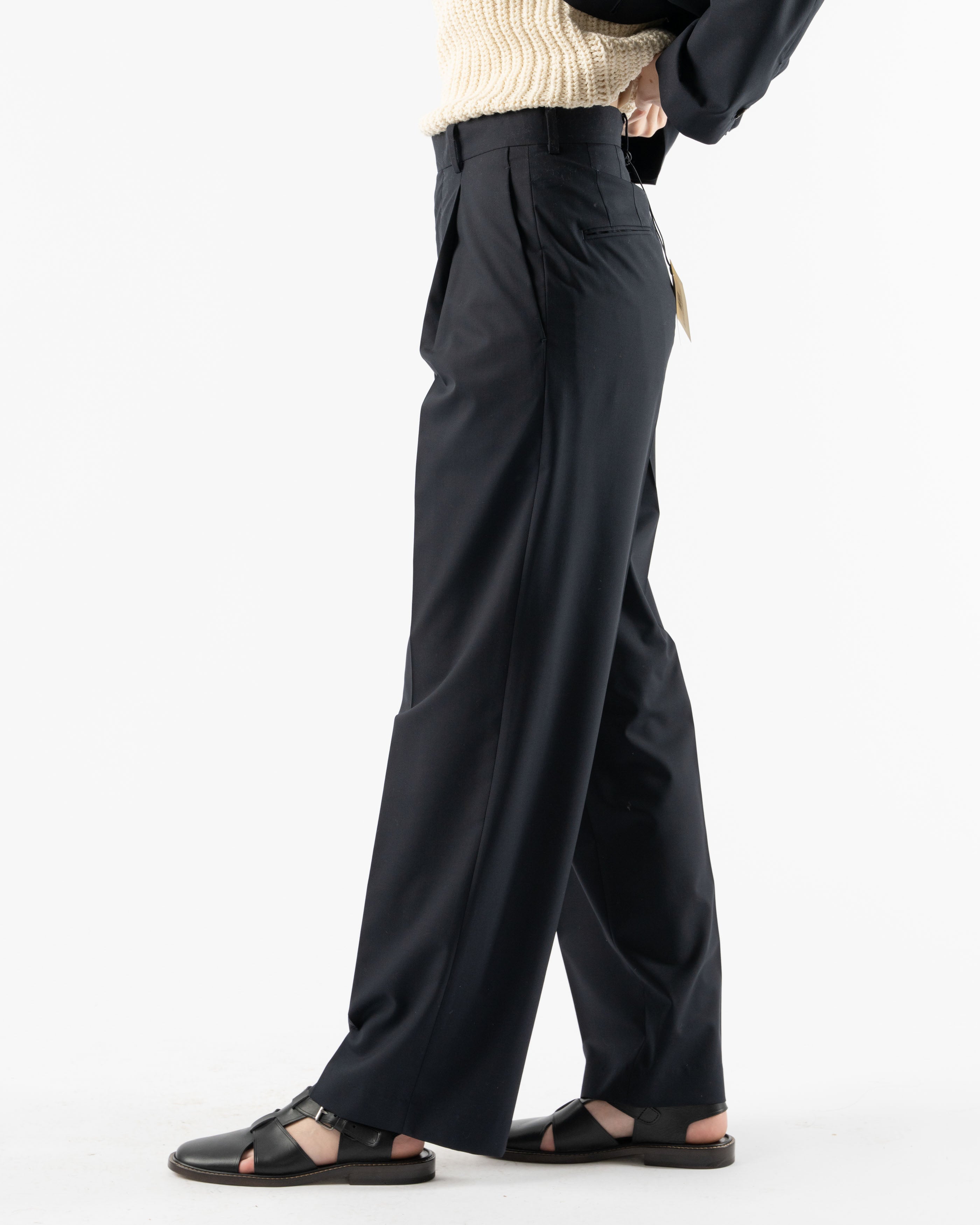 Auralee Super Fine Tropical Wool Slacks in Dark Navy Curated at