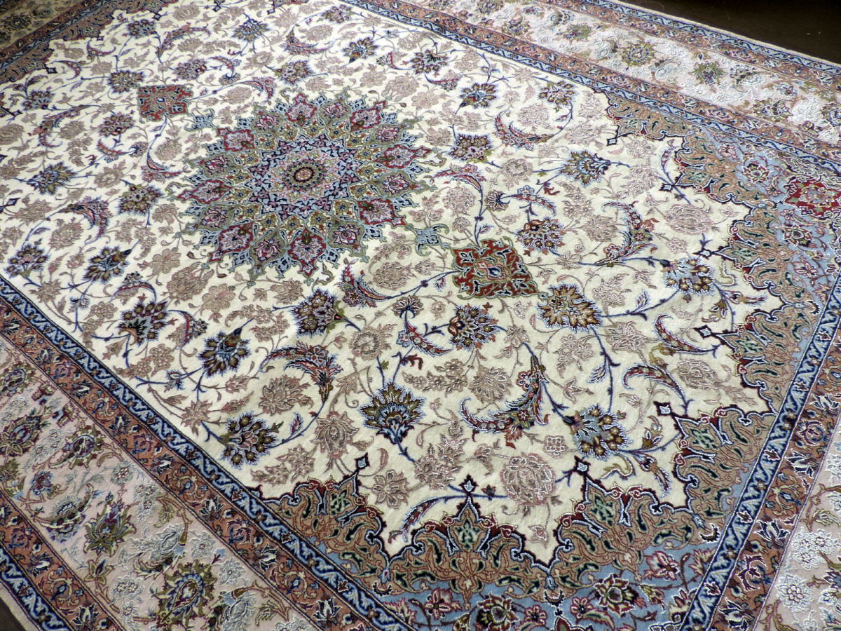 100万ノット】イスファハン産ペルシャ絨毯 カーペット ウールコルク