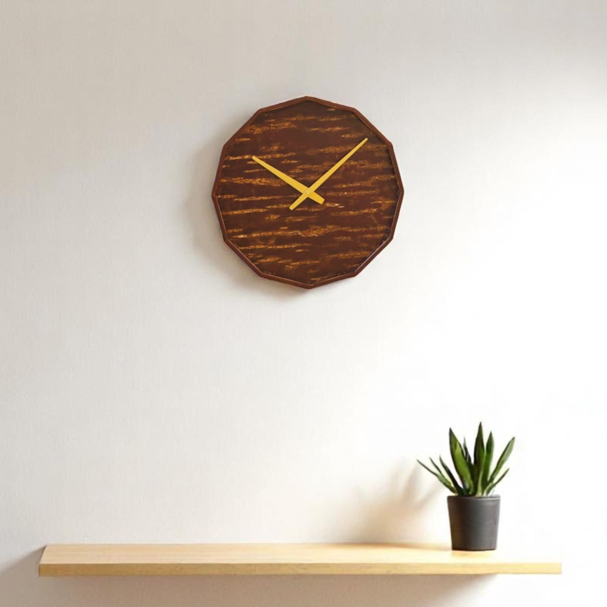 樺細工 壁掛け時計 | 素箱 十二角時計 | 無地皮 | 角館伝四郎