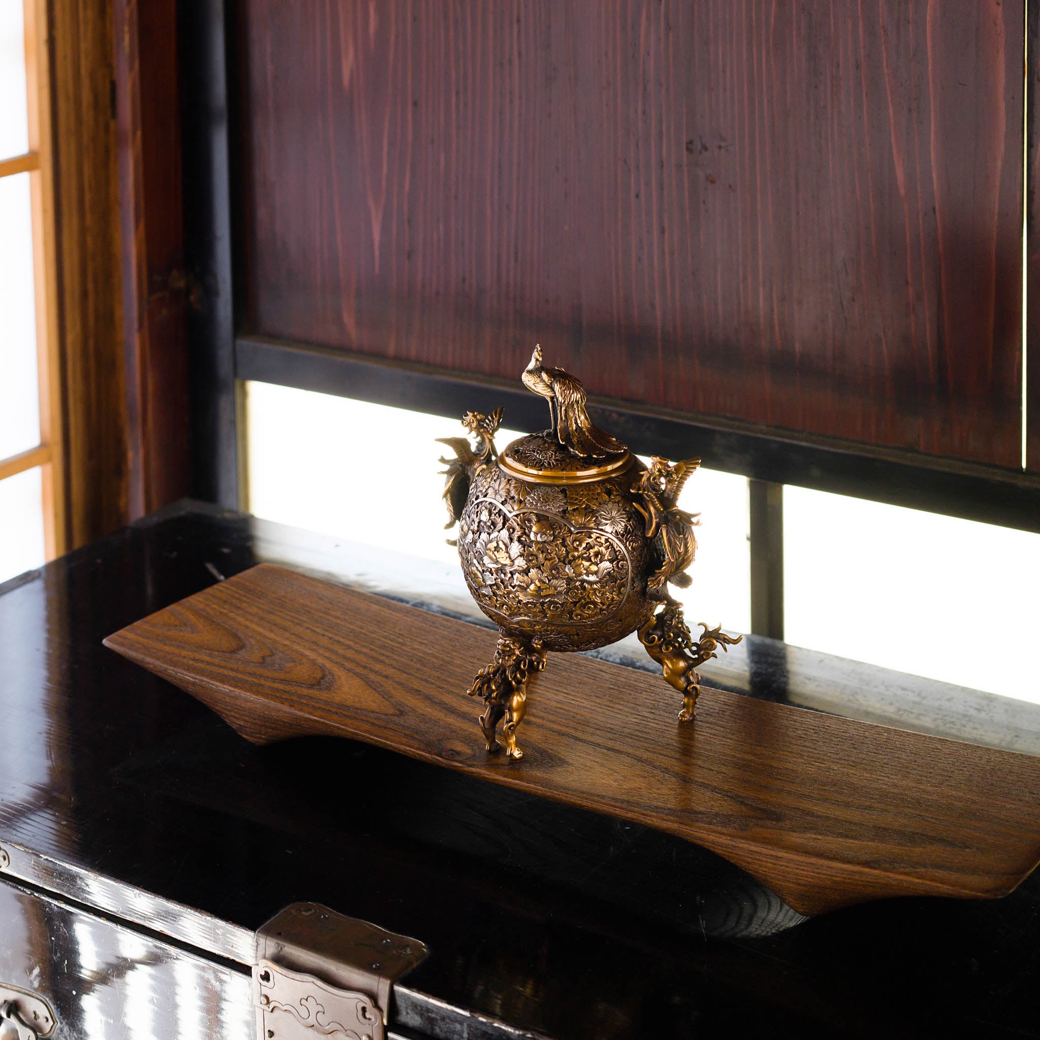 高岡銅器 香炉 | 玉型孔雀 彩色 | 銅 | 喜泉堂