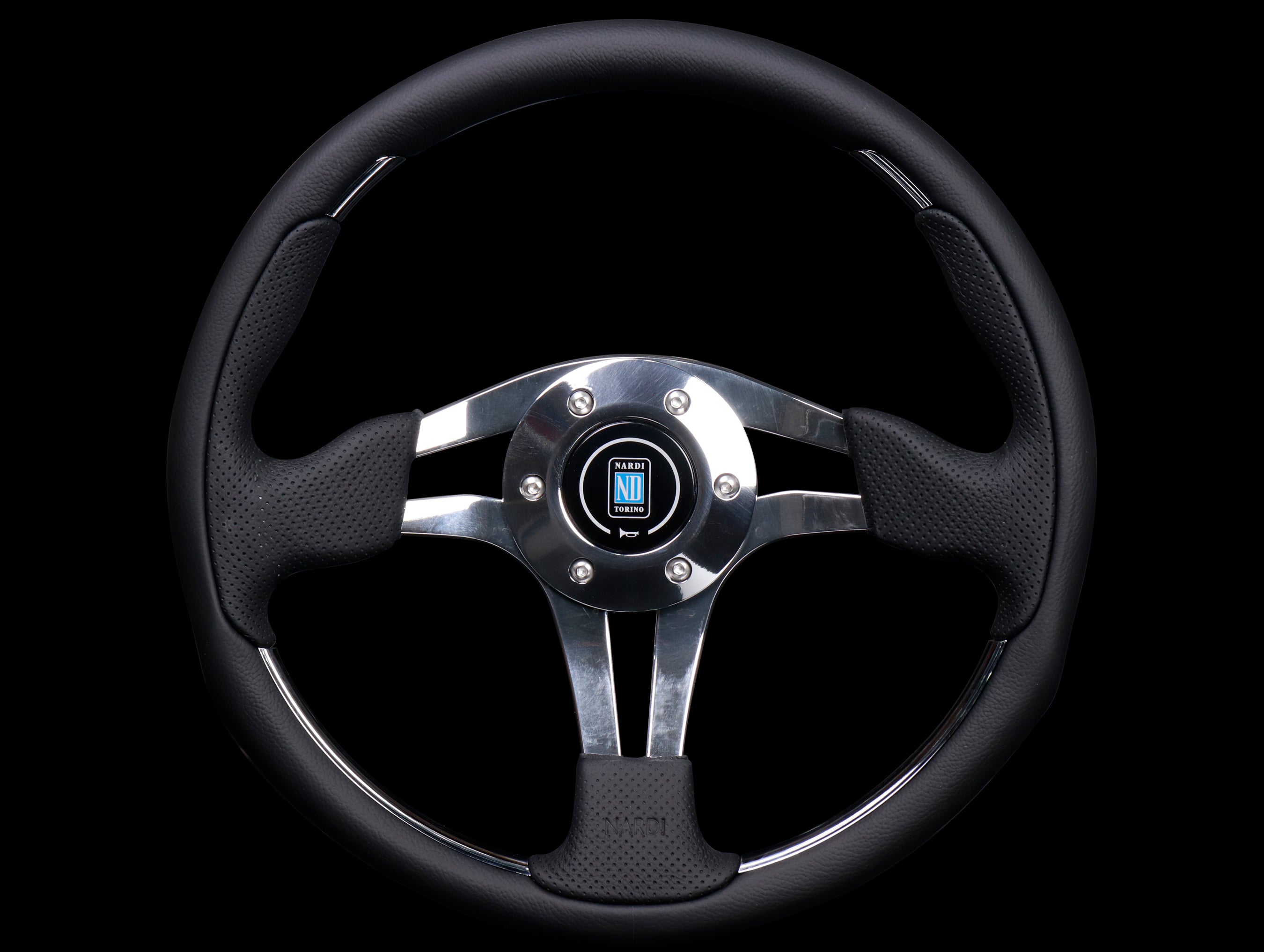 Nardi ND4 Metal 350mm Black Leather Wheel w/Polished Spokes - JHPUSA