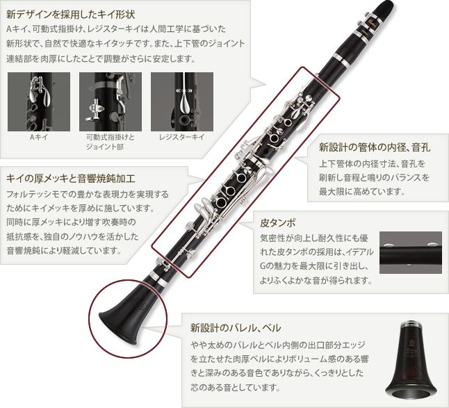 ヤマハ イデアル B管 カマキリ木製クラリネットYAMAHA イデアル B♭管