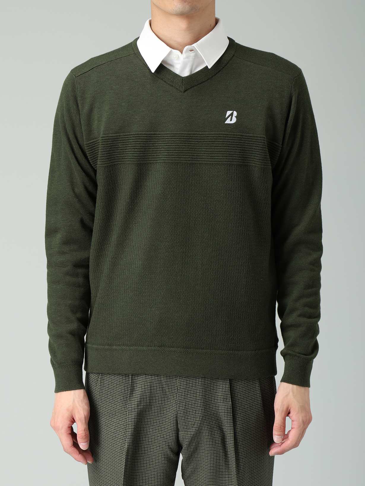 25年秋冬 長袖防風Vネックセーター(M OR(オレンジ)): アパレル