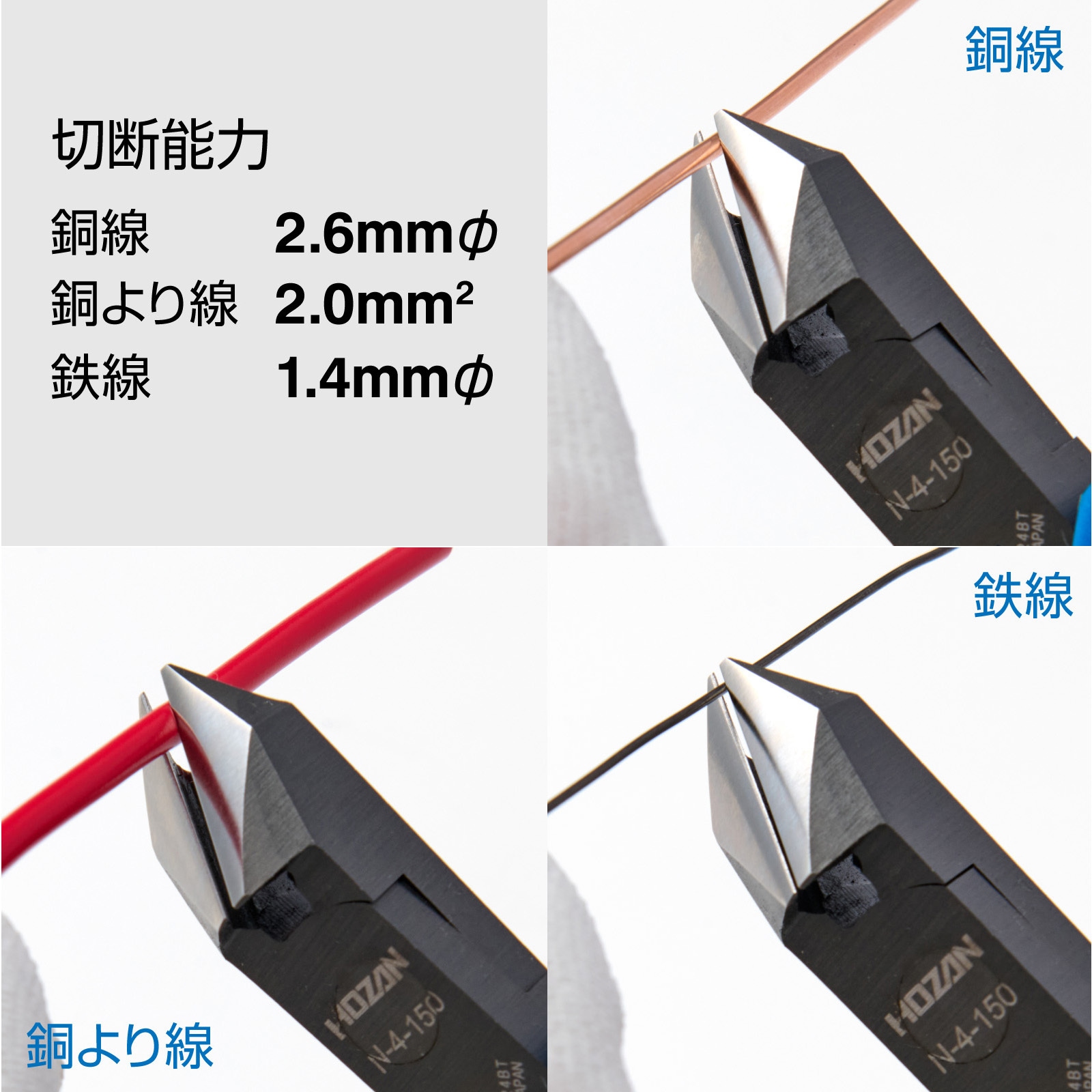 N-4-150 斜ニッパー 1個 ホーザン 【通販モノタロウ】
