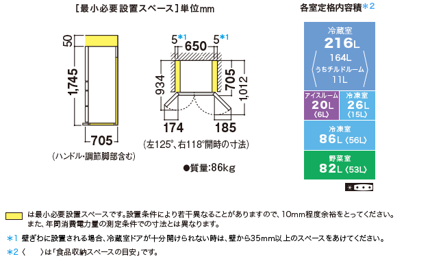 仕様/寸法 | SJ-GS43C | 冷蔵庫トップ：シャープ
