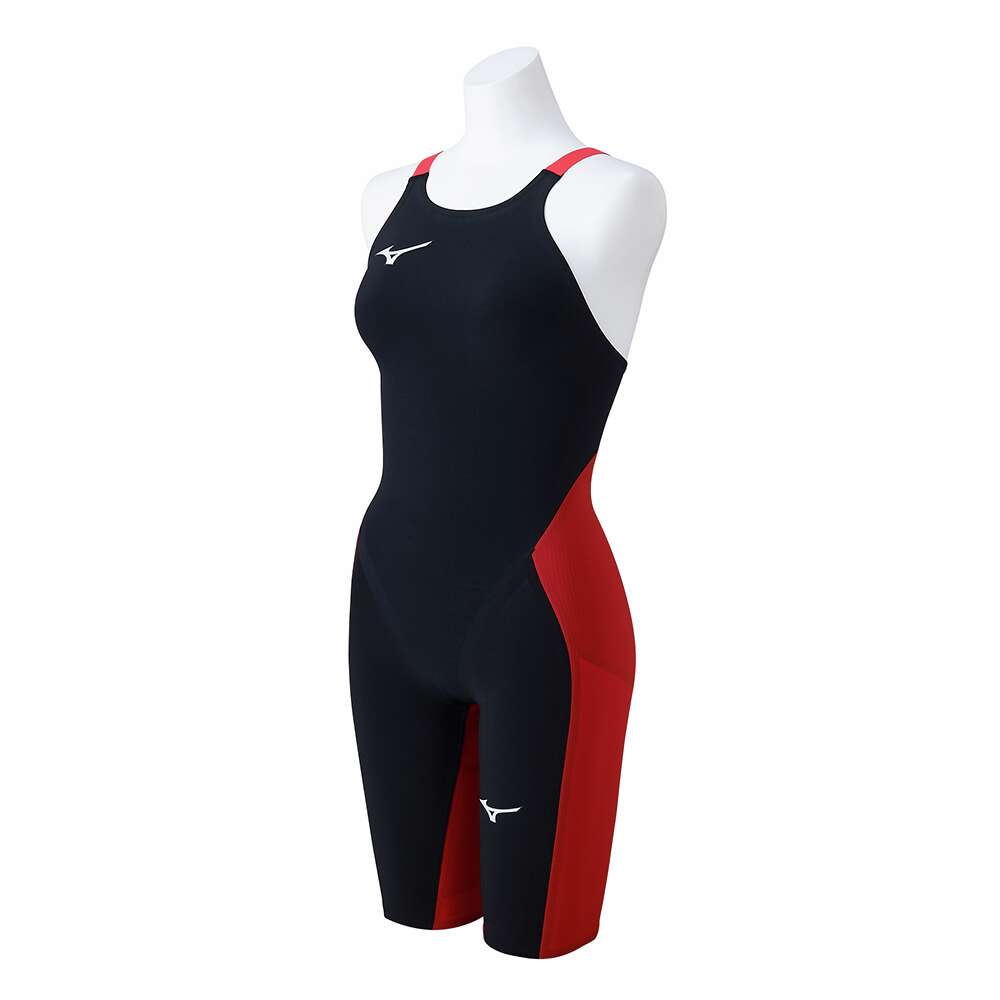 asics 競泳水着 レッド/ブラック ストライプ asics 競泳水着 レッド