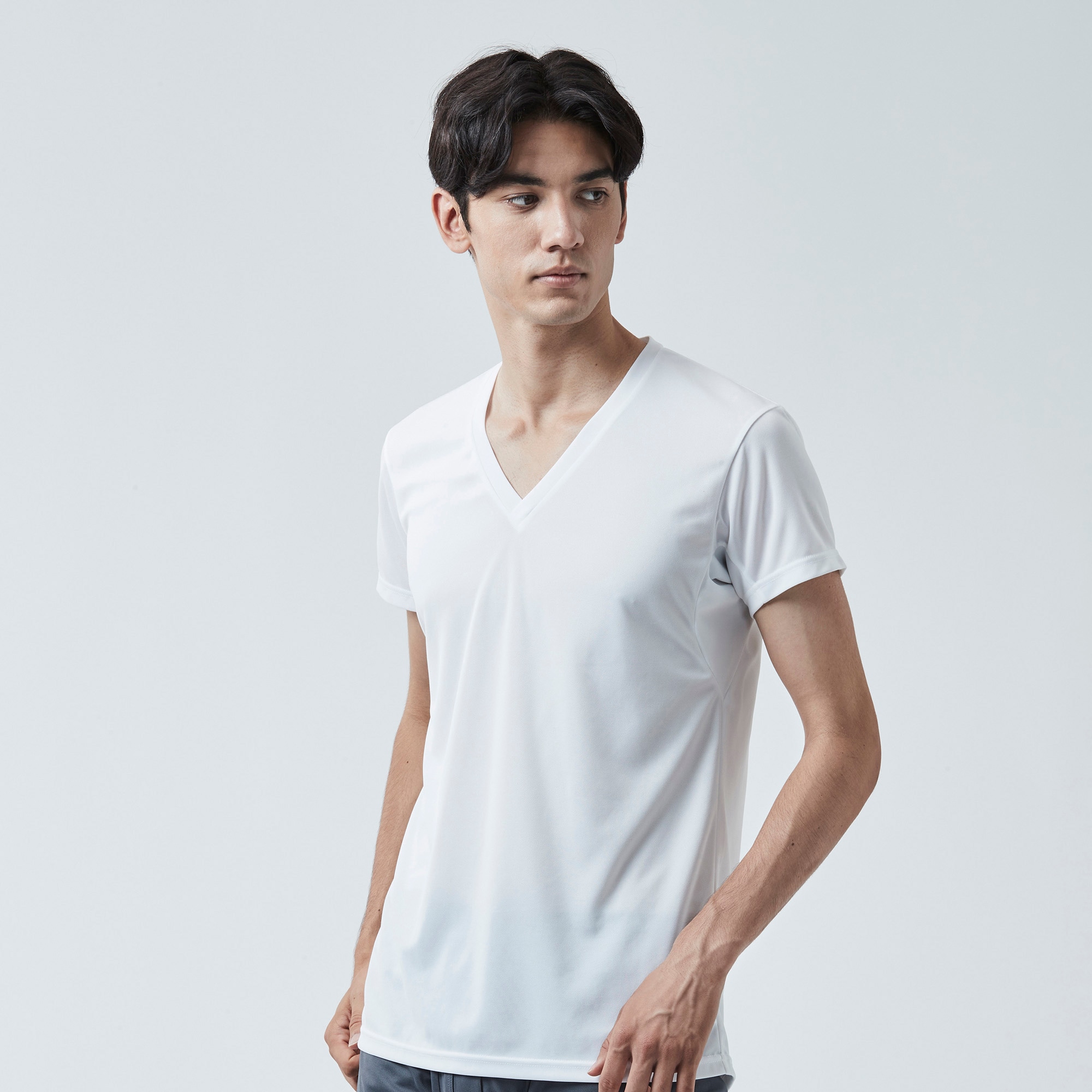 接触冷感】アイスタッチクイックドライアンダーVネック半袖シャツ