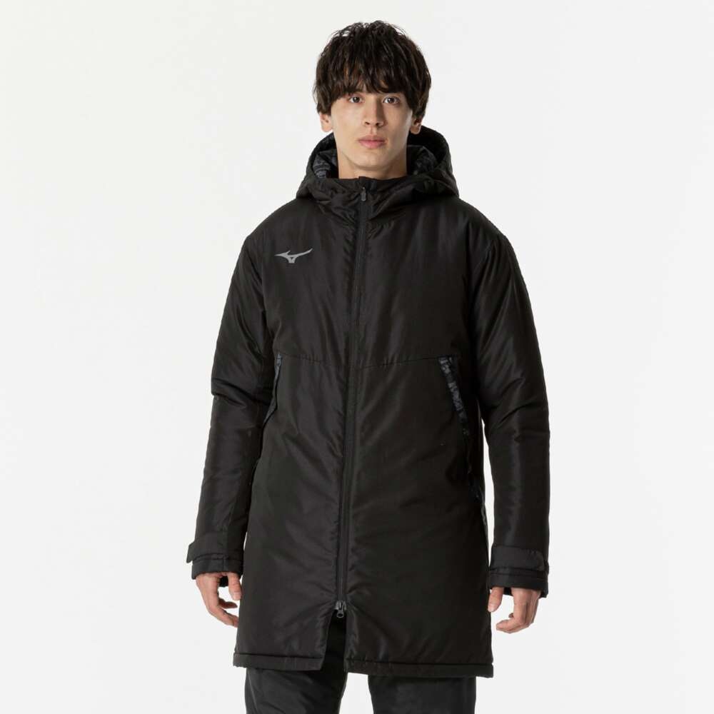 Mizuno モレリア フード付きベンチコート ブラック MORELIA フード付き