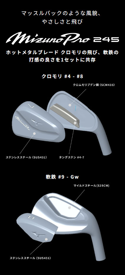 Mizuno Pro 245 アイアン 6本組(No.5～9、PW)(N.S.PRO MODUS3 TOUR105
