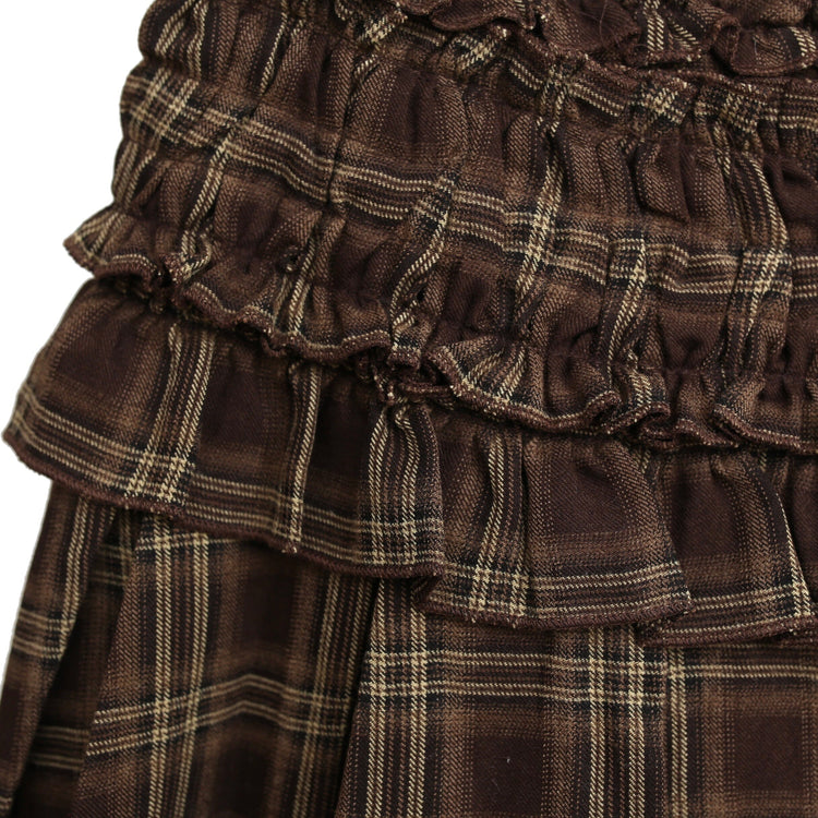 Check pleated frill mini skirt | Judin