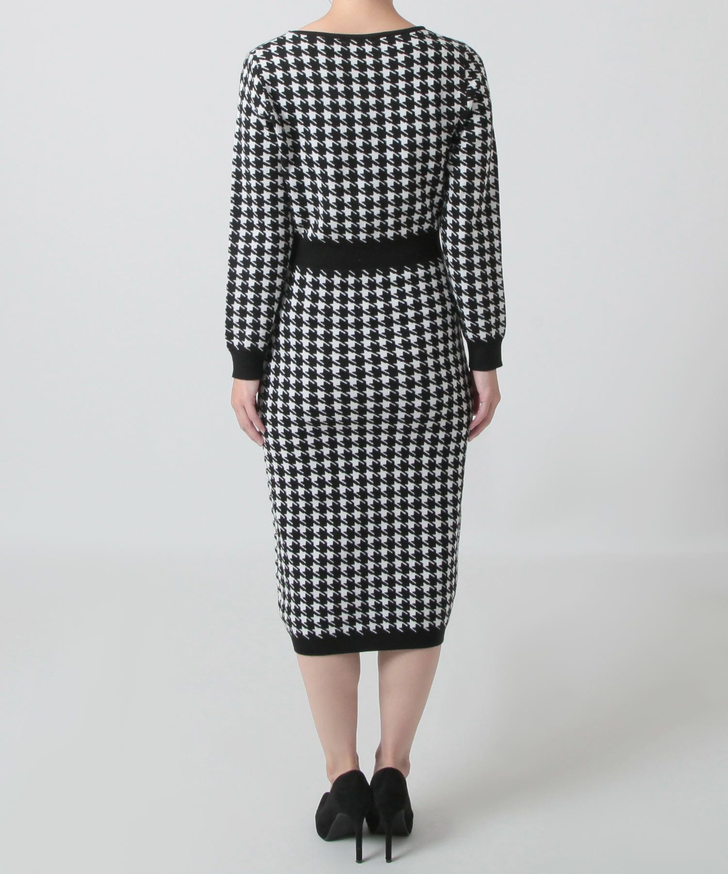 adabat アダバット 38 M ワンピース ノースリーブ 秋冬 千鳥格子柄