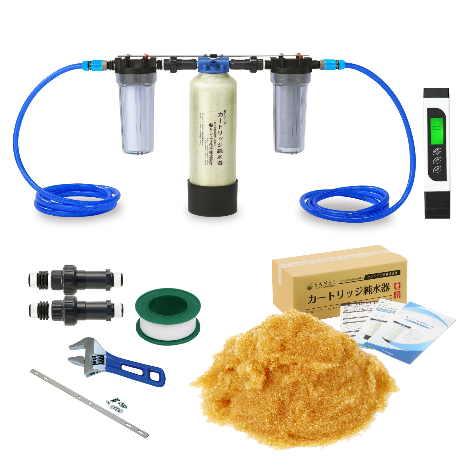 サンエイ化学 カートリッジ純水器 5L プロタイプ フィルター＋ホース
