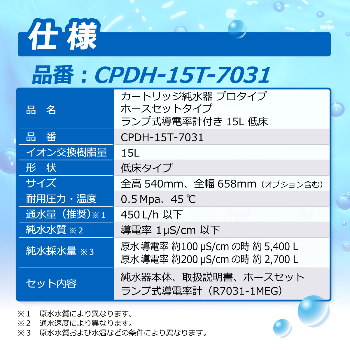 サンエイ化学 カートリッジ純水器 15L プロタイプ ホースセットタイプ