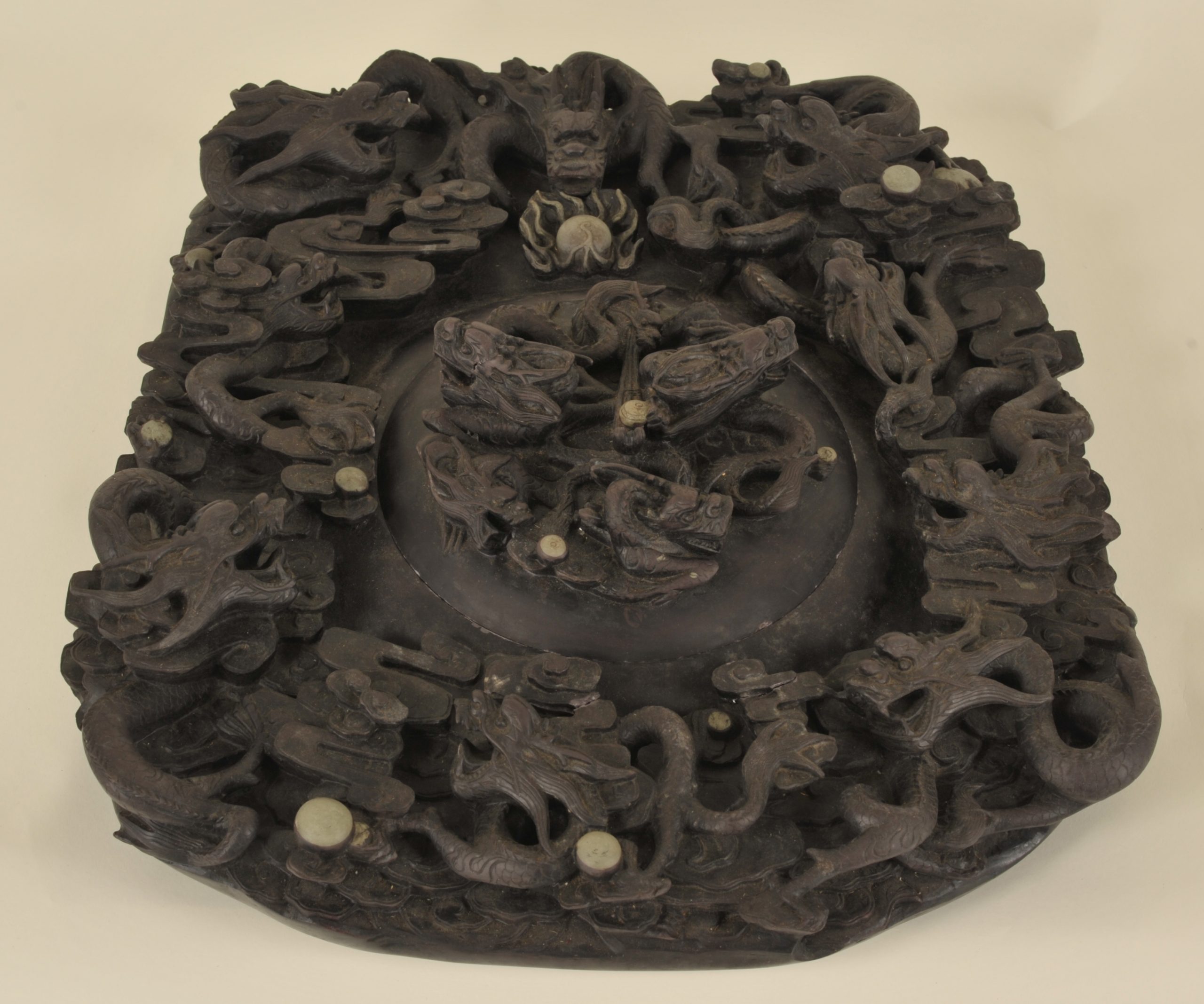 硯（彫刻入り）① 硯 彫刻入 龍 昭和レトロ 硯 彫刻入 龍 昭和レトロ