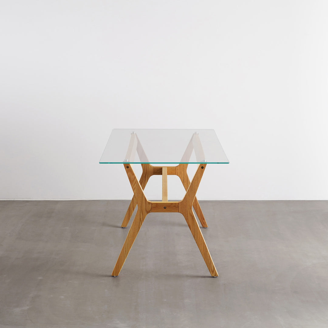 THE TABLE / ガラス × H 木製脚 オーク無垢材 – KANADEMONO