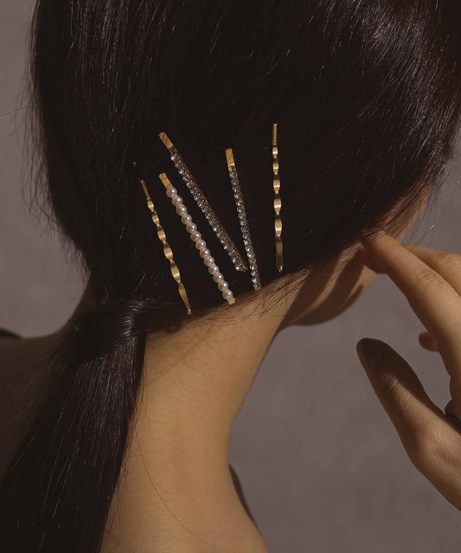 ビジュー パール ヘアピン クリップ 5本セット