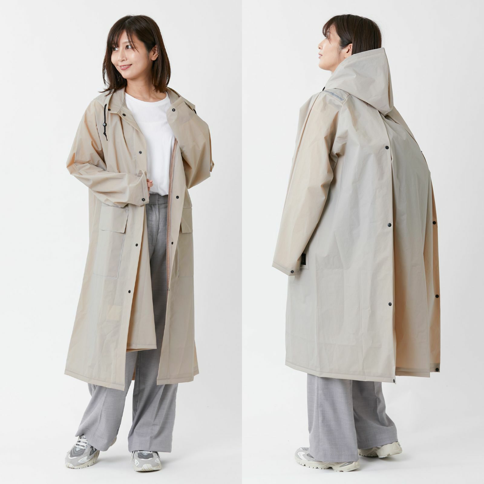 美品 Paradisole レインコート トレンチコート クリームベージュ 美品