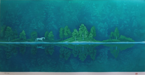 東山魁夷「緑の詩」リトグラフ32.5×65cm