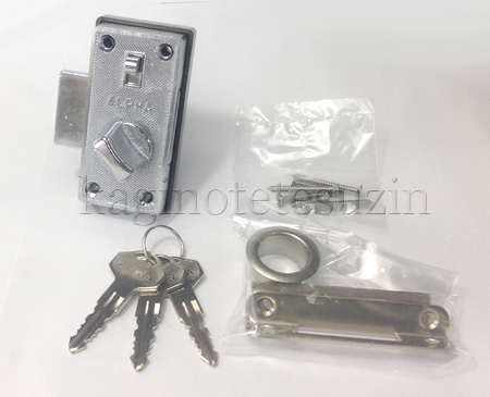 補助錠・面付け本締錠 鍵(カギ) 取替え 交換用ALPHA 570SAS シルバー色