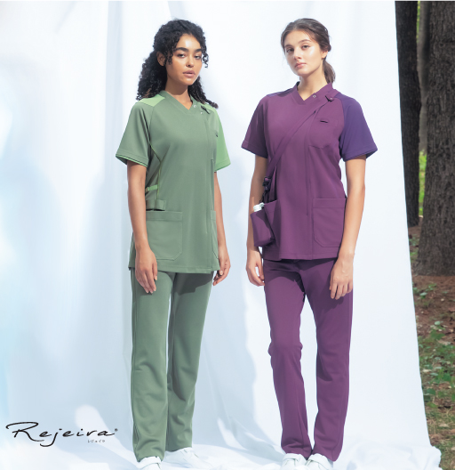 KZN713スクラブジャケット半袖（男女兼用）(ボルドー×バイオレット/SS