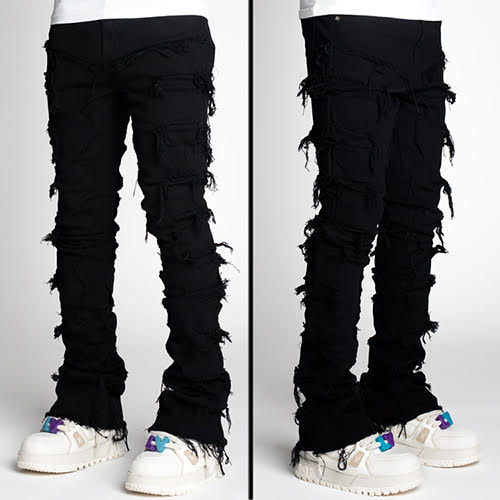 GUAPI OBSIDIAN BLACK BLOOD DIAMOND STACKED DENIM | KingStar