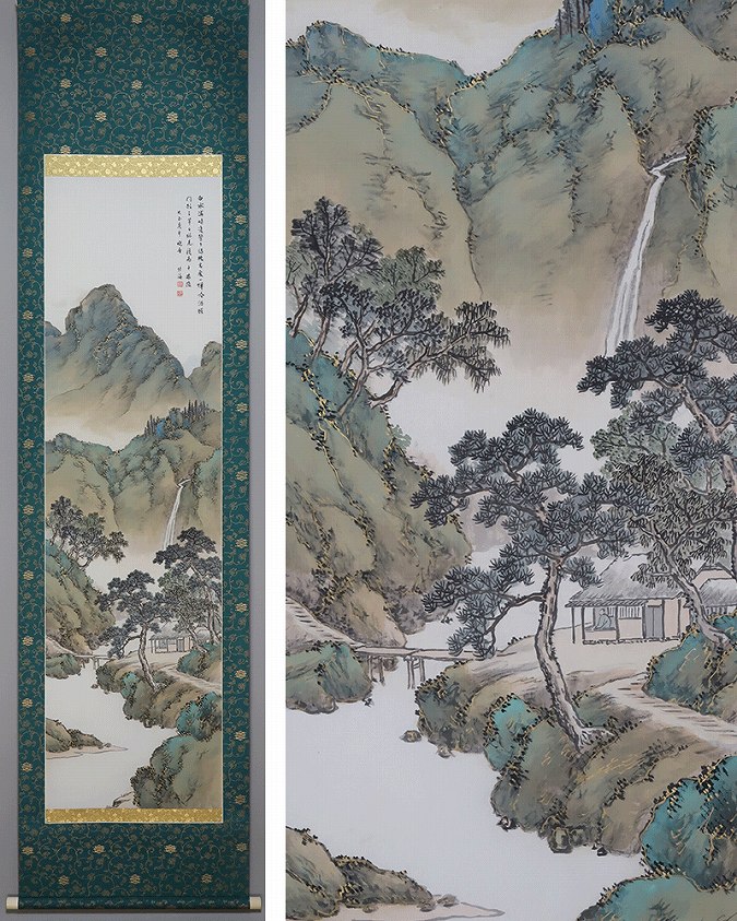 不詳/作者不詳/二行書/孔子家悟/桐共箱付/布袋屋掛軸HE-55 不詳/作者