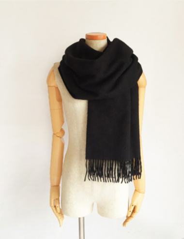 JOHNSTONSジョンストンズ／大判カシミヤストール（BLACK）｜Stole