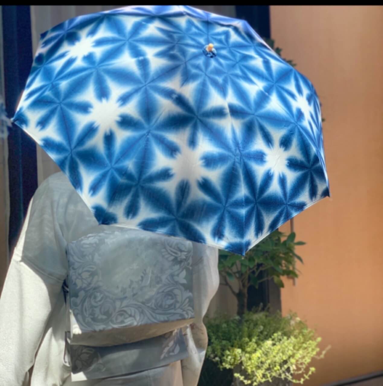 雪ん子 型染めリメイク日傘 着物に合うおしゃれな日傘！①染体験の