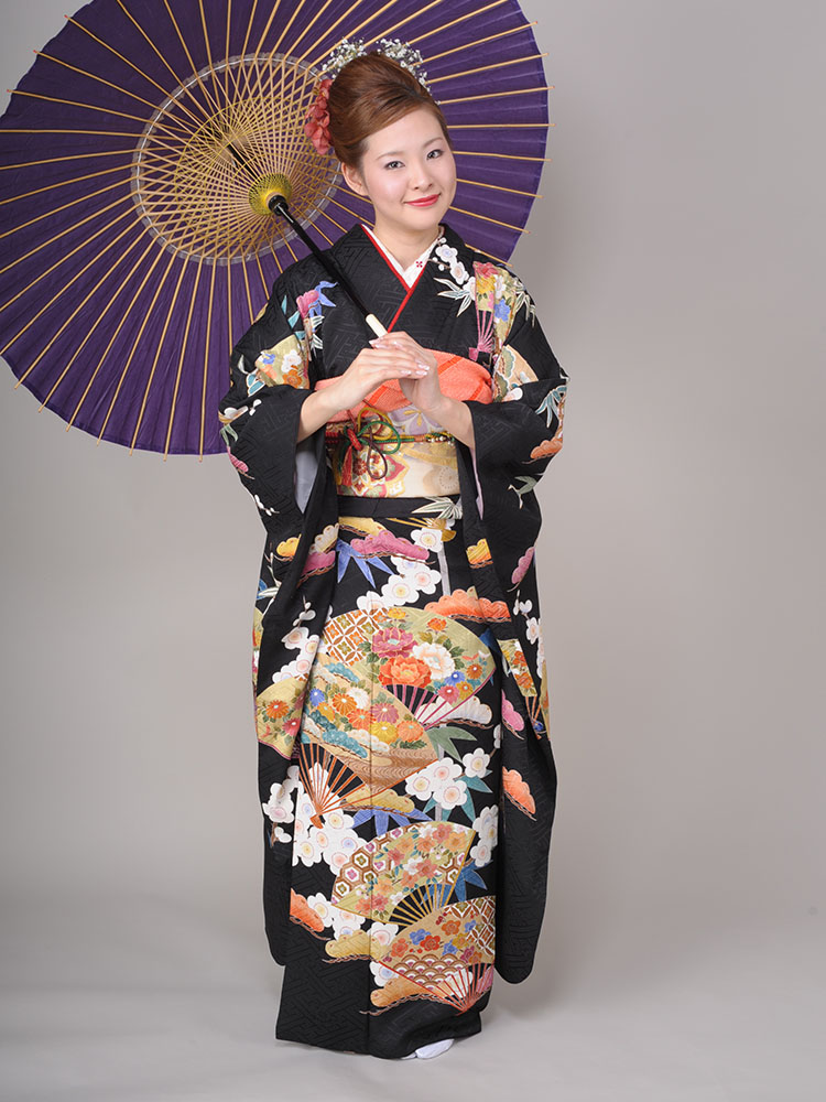 高級振袖レンタル】K-1 松竹梅・扇 MLサイズ 黒｜KIMONO-PRO