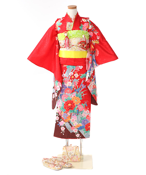 7歳七五三着物 赤色 花柄刺繍モチーフ付き 全セット 楽天市場】七五三