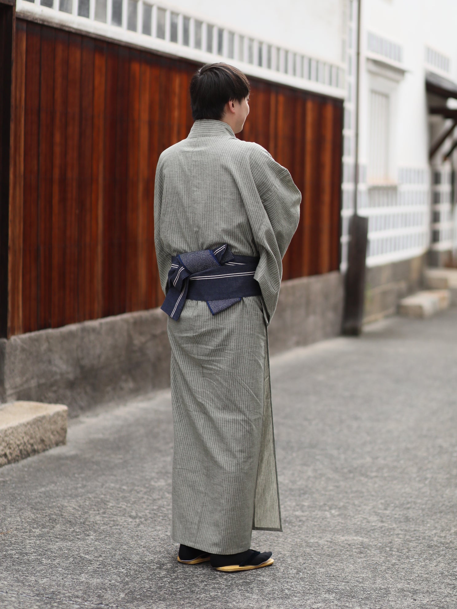 綿麻デニム着物 -ストライプ- – 岡山の着物通販 児島帯 kojimaobi