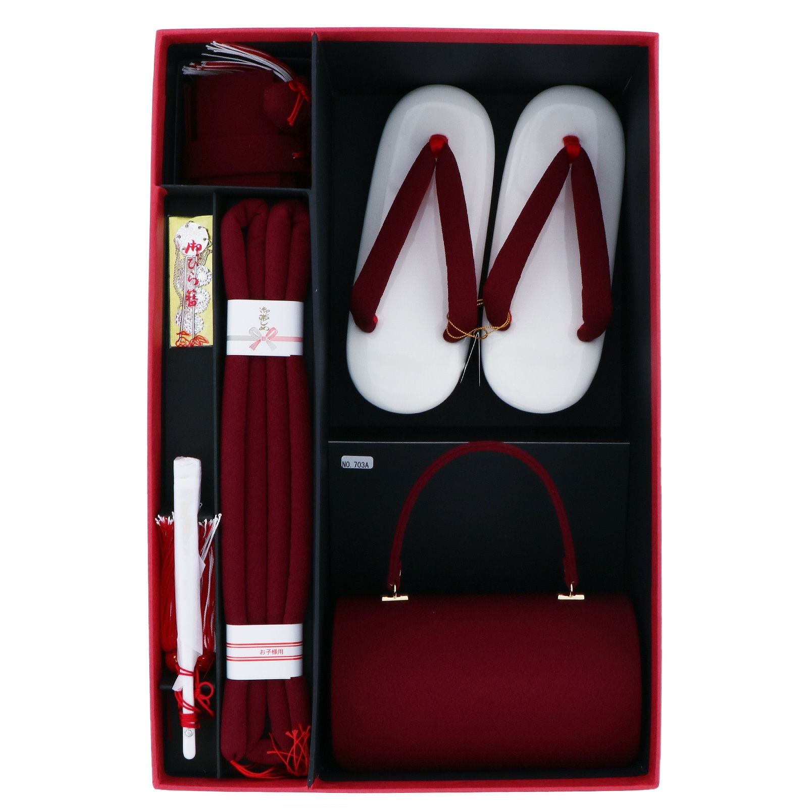 Prices down2】七五三 着物 7歳向け 箱迫セット 「ワインレッド無地