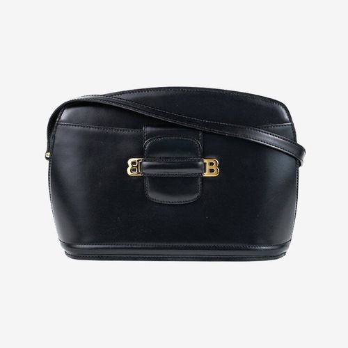 良品】バリー BALLY ロゴ金具ショルダーバッグ ブラック ヴィンテージ