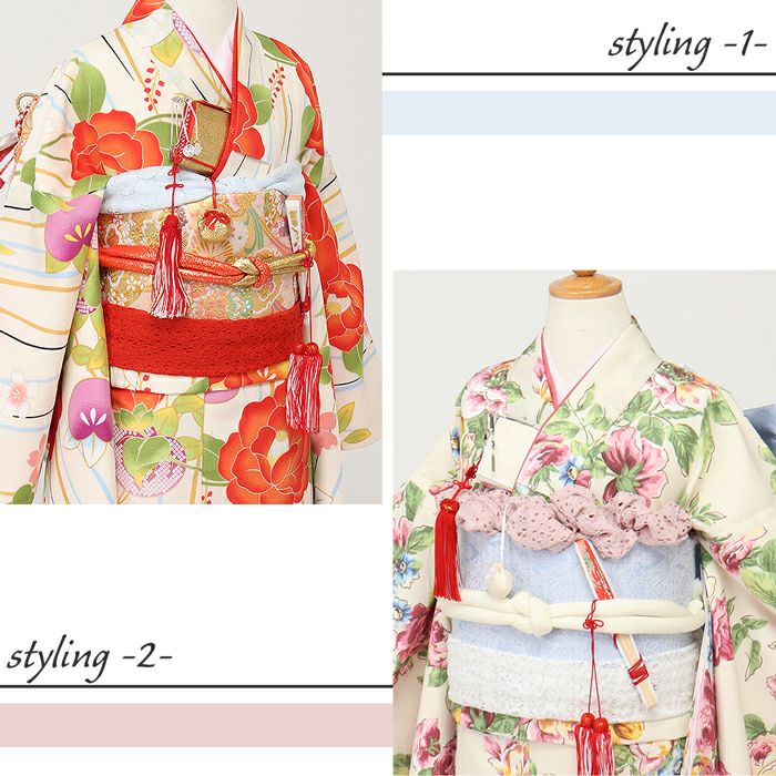 七五三》帯揚げ 子供用 ＜7色／6柄＞ 7歳