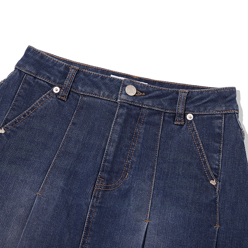 チェリーデニムプリーツミニスカート【ブルー】